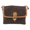 CELINE Macadam Canvas Shoulder Bag PVC Leather Brown Gold Auth 170993-13