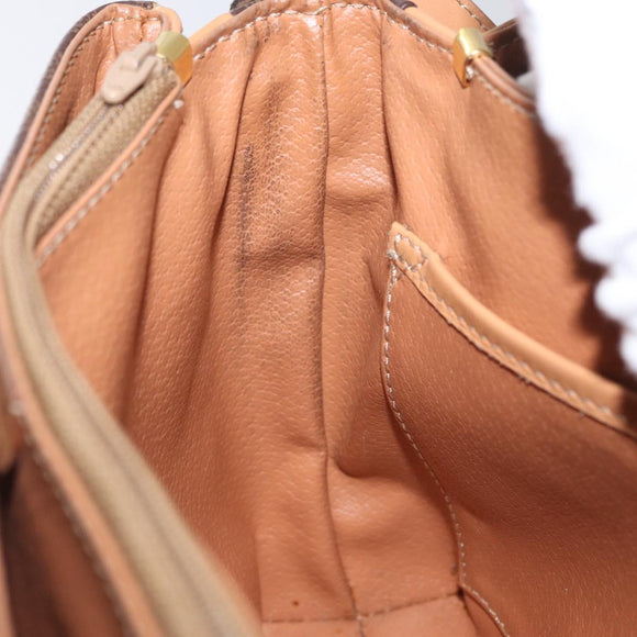 CELINE Macadam Canvas Shoulder Bag PVC Leather Brown Gold Auth 170993