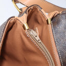 CELINE Macadam Canvas Shoulder Bag PVC Leather Brown Gold Auth 170993-24