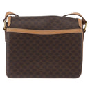 CELINE Macadam Canvas Shoulder Bag PVC Leather Brown Gold Auth 170993-2