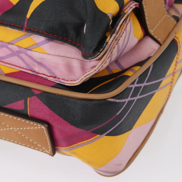 Christian Dior Shoulder Bag Coated Canvas Multicolor Silver Auth 170996