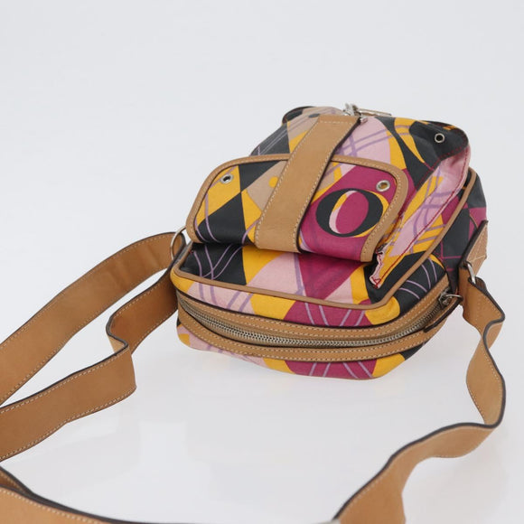 Christian Dior Shoulder Bag Coated Canvas Multicolor Silver Auth 170996