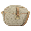 Christian Dior Honeycomb Canvas Shoulder Bag PVC Beige Gold Auth 170997-1