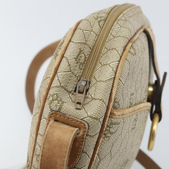 Christian Dior Honeycomb Canvas Shoulder Bag PVC Beige Gold Auth 170997