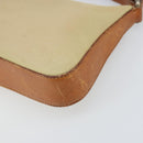 PRADA Handpouch Nylon Leder Beige Silber Auth 171021-8