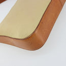 PRADA Handpouch Nylon Leder Beige Silber Auth 171021-15