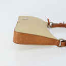 PRADA Handpouch Nylon Leder Beige Silber Auth 171021-3