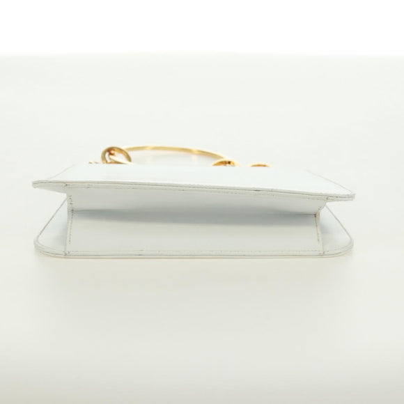 Salvatore Ferragamo Handtas Leer Wit Goud Auth 171023A