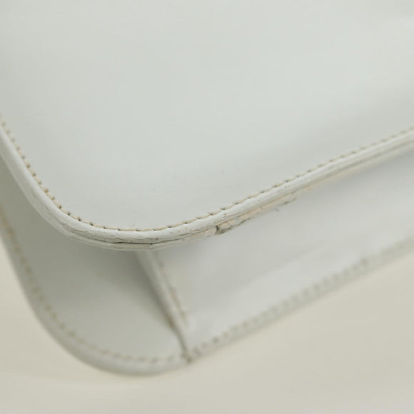 Salvatore Ferragamo Handtas Leer Wit Goud Auth 171023A