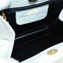 Salvatore Ferragamo Handtas Leer Wit Goud Auth 171023A-10