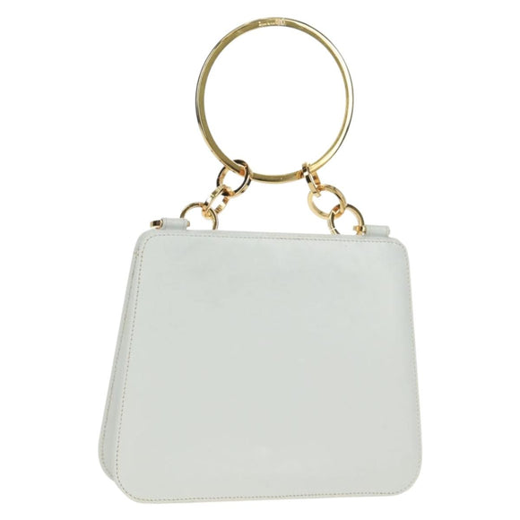 Salvatore Ferragamo Handtas Leer Wit Goud Auth 171023A