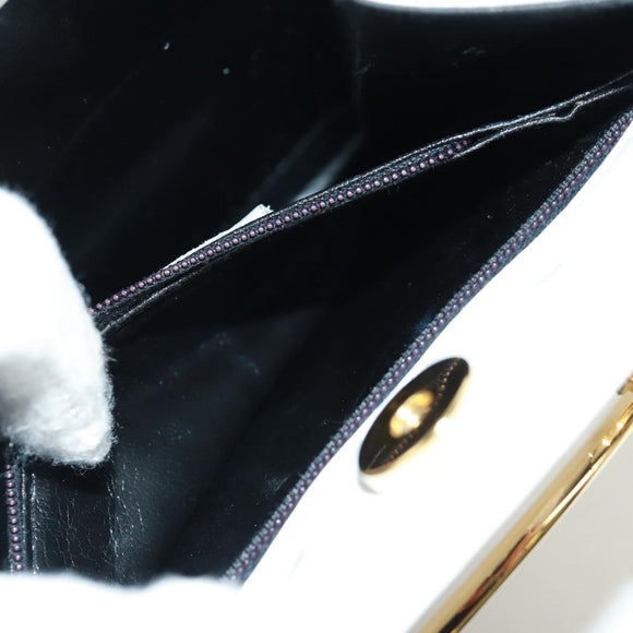 Salvatore Ferragamo Handtas Leer Wit Goud Auth 171023A