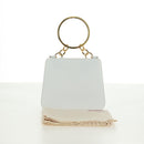Salvatore Ferragamo Handtas Leer Wit Goud Auth 171023A-12