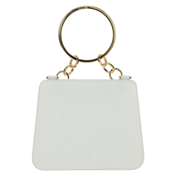 Salvatore Ferragamo Handtas Leer Wit Goud Auth 171023A