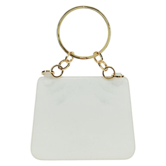 Salvatore Ferragamo Hand Bag Leather White Gold Auth 171023A