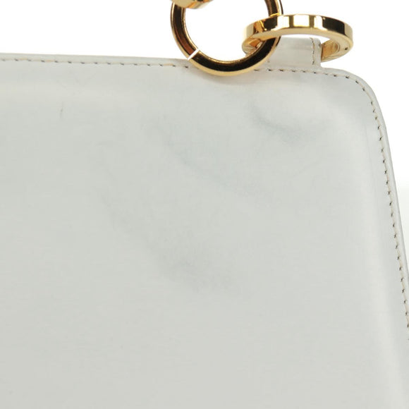 Salvatore Ferragamo Handtas Leer Wit Goud Auth 171023A