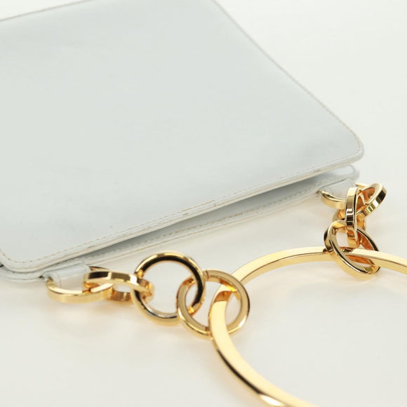 Salvatore Ferragamo Handtas Leer Wit Goud Auth 171023A