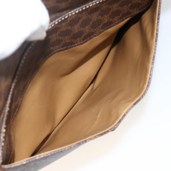 CELINE Macadam Canvas Shoulder Bag PVC Leather Brown Gold Auth 171040