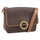 CELINE Macadam Canvas Circle Shoulder Bag PVC Leather Brown Gold Auth 171041-1