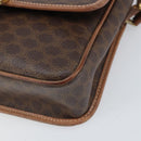 CELINE Macadam Canvas Circle Shoulder Bag PVC Leather Brown Gold Auth 171041-10