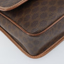 CELINE Macadam Canvas Circle Shoulder Bag PVC Leather Brown Gold Auth 171041-11