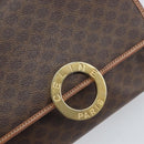CELINE Macadam Canvas Circle Shoulder Bag PVC Leather Brown Gold Auth 171041-14