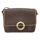 CELINE Macadam Canvas Circle Shoulder Bag PVC Leather Brown Gold Auth 171041-2
