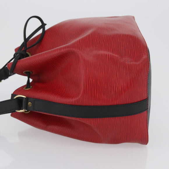 LOUIS VUITTON Epi Petit Noe Shoulder Bag Bicolor Black Red M44172 Auth 171047
