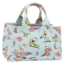 PRADA Canapa MM Hand Bag Canvas Light Blue Gold Auth 171056-1