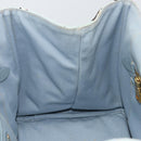 PRADA Canapa MM Hand Bag Canvas Light Blue Gold Auth 171056-18
