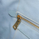 PRADA Canapa MM Hand Bag Canvas Light Blue Gold Auth 171056-20