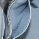 PRADA Canapa MM Hand Bag Canvas Light Blue Gold Auth 171056-11
