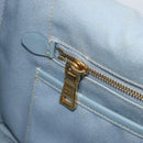 PRADA Canapa MM Hand Bag Canvas Light Blue Gold Auth 171056-22