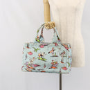 PRADA Canapa MM Hand Bag Canvas Light Blue Gold Auth 171056-25