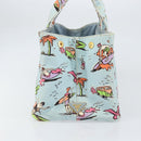 PRADA Canapa MM Hand Bag Canvas Light Blue Gold Auth 171056-3