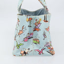 PRADA Canapa MM Hand Bag Canvas Light Blue Gold Auth 171056-4