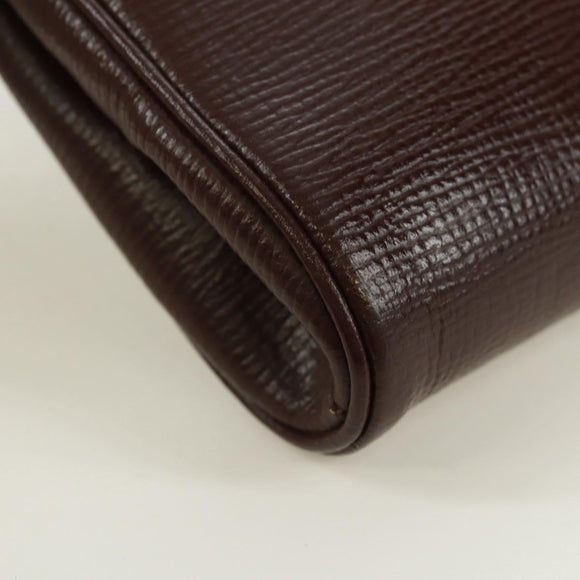 CELINE Circle Shoulder Bag Leather Brown Gold Auth 171061A