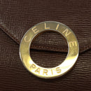 CELINE Circle Shoulder Bag Leather Brown Gold Auth 171061A-19