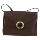 CELINE Circle Shoulder Bag Leather Brown Gold Auth 171061A-13
