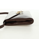 CELINE Circle Shoulder Bag Leather Brown Gold Auth 171061A-3