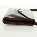 CELINE Circle Shoulder Bag Leather Brown Gold Auth 171061A-4