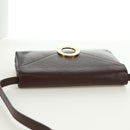 CELINE Circle Shoulder Bag Leather Brown Gold Auth 171061A-6