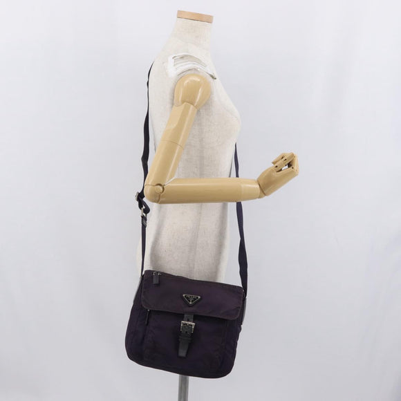 PRADA Shoulder Bag Nylon Purple Silver Auth 171063