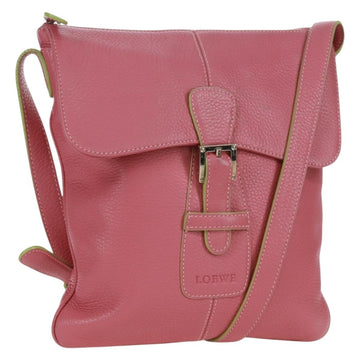 LOEWE Shoulder Bag Leather Pink Silver Auth 171064V