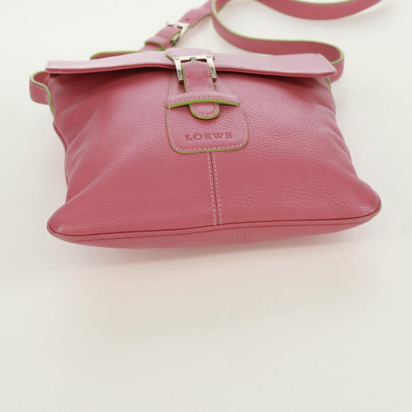 LOEWE Shoulder Bag Leather Pink Silver Auth 171064V