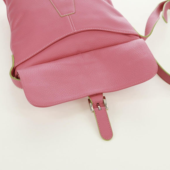 LOEWE Shoulder Bag Leather Pink Silver Auth 171064V