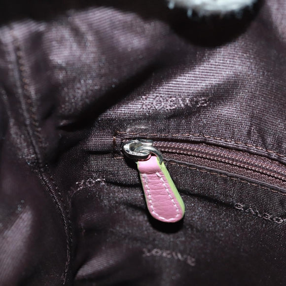 LOEWE Shoulder Bag Leather Pink Silver Auth 171064V