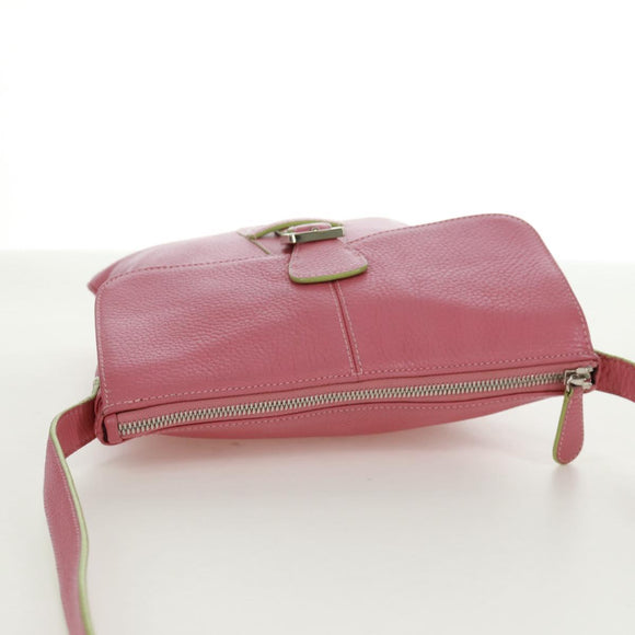 LOEWE Shoulder Bag Leather Pink Silver Auth 171064V