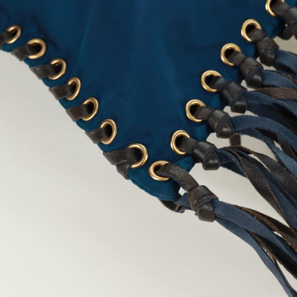 PRADA Umhängetasche Nylon Blau Gold Auth 171065V