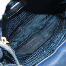 PRADA Umhängetasche Nylon Blau Gold Auth 171065V-10